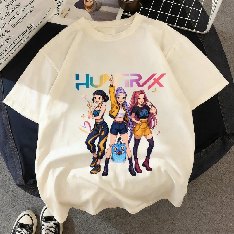 Kpop Demon Hunters Huntrix T-shirt Women Man 2026 Summer Short Sleeve Tee Anime Print Streetwear Casual Tops Kids Clothing Y2k