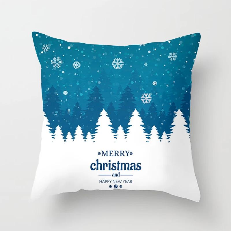 Blauer Schneeflocken Weihnachts-Kissenbezug Heimdeko Ornament Anhänger Geschenk Kissen