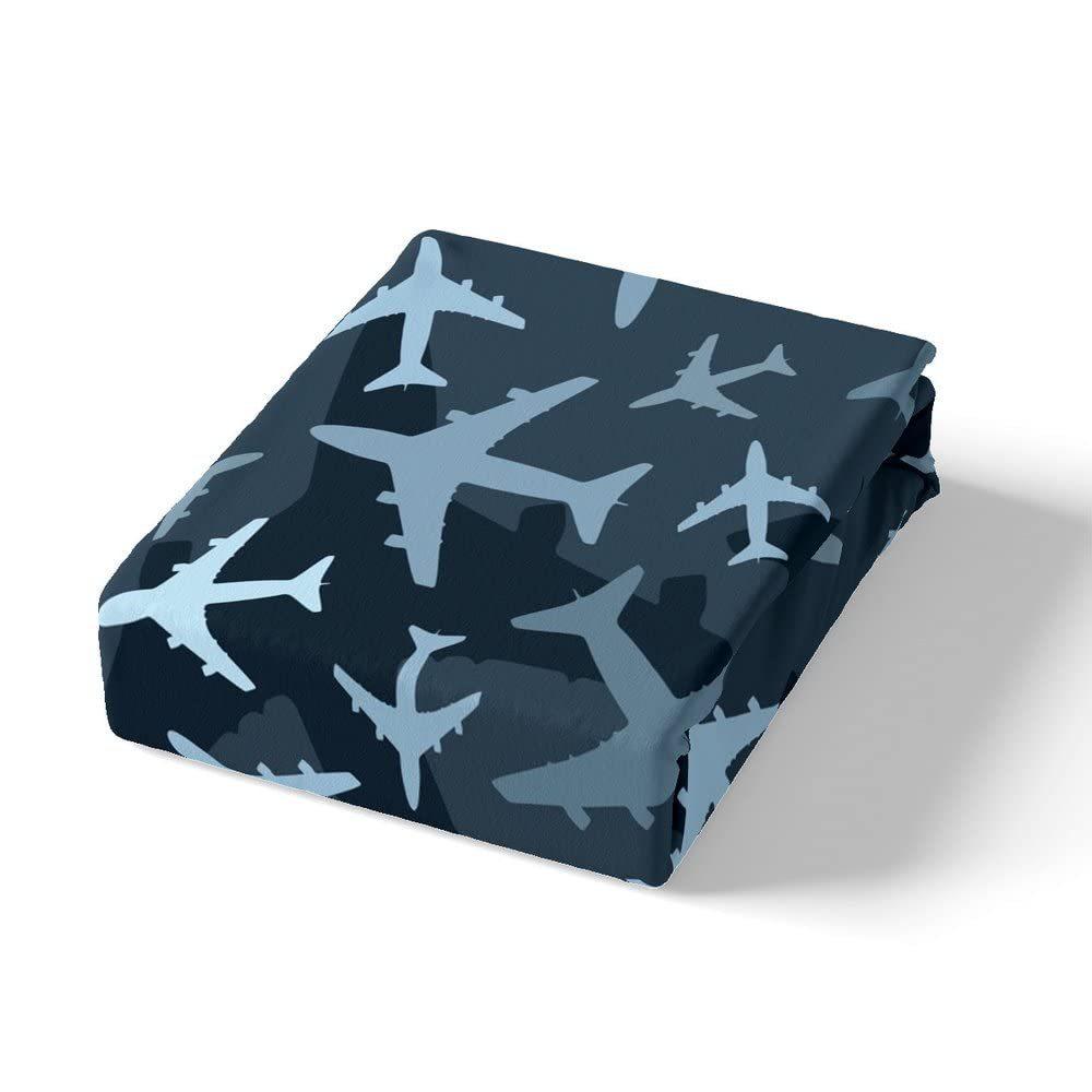 Camouflage cartoon airplane pattern bed hat four-piece bedding set bedroom dormitory bedding decoration
