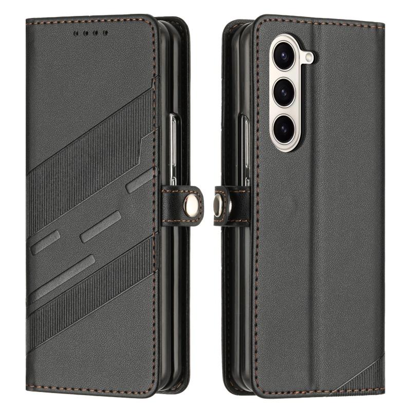 Thin Suede Flip Stand Leather Phone Case for Samsung Galaxy Z Fold 7 5G 6 5 4 3 Fold7 Fold6 Fold5 Fold4 Wallet Card Cover Coque