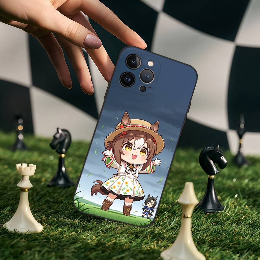Pretty D-Derby Uma Musume Case For IPhone 17 16 Pro Max 15 14 13 12 11 Plus 16E 17 Black Tpu Cover