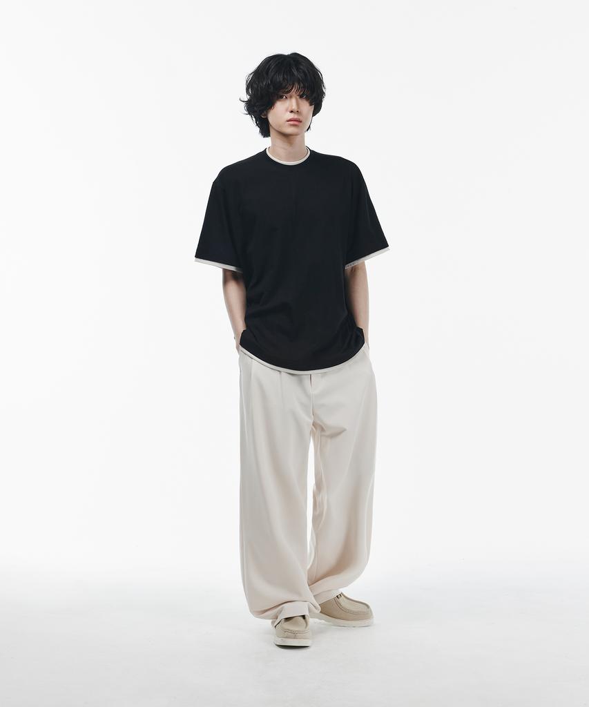 SIGNATURE [Summer Fabric Added] Double-Tuck Wide Slacks [Ivory]
