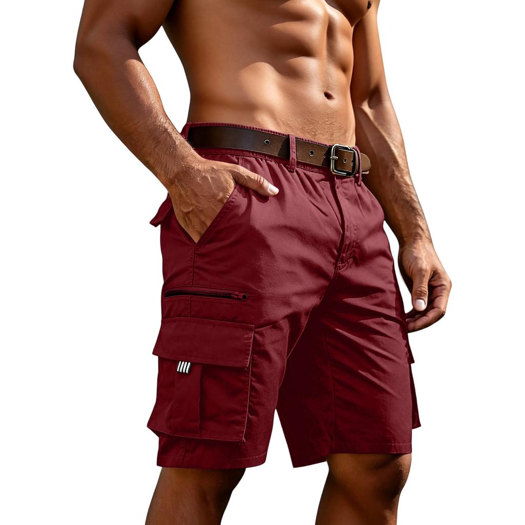 Herren Cargo-Shorts Lockerer Schnitt Mehrere Taschen Sommer-Shorts Lässige Arbeits-Shorts mit verstellbarem Bund für Outdoor-Aktivitäten