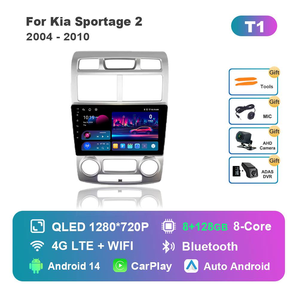 Bluetooth DSP Stereo Car Video Multimedia player for Kia Sportage 2 2004 - 2010 WiFi Android 14 System 4G GPS Touch Screen
