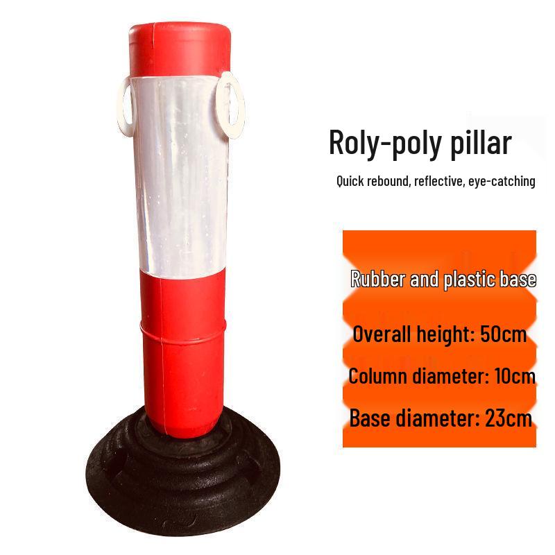 80cm Reflective Tumbler Warning Post - Removable Road Barrier Guardrail & Anti-collision Post