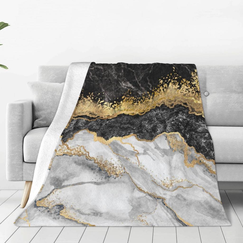 Marble Blanket Marbling Plush Nap Blanket Soft Lightweight Fluffy Flannel Fleece Throw Blanket for Sofa Couch Bed Camping Travel