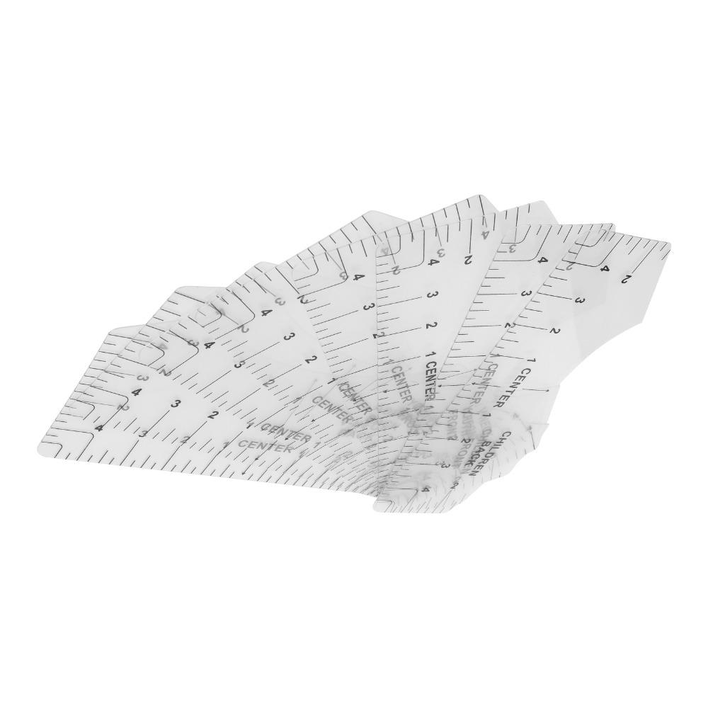 8pcs Transparent PVC T-Shirt Alignment Ruler Round Neck Logo Placement Tool For DIY Crafts