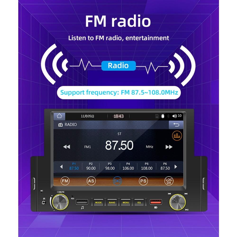 6.2 Inch 1Din Wire&Wireless CarPlay Android Auto Screen Radio Car Stereo BT MP5 Car Play 2USB Audio System Car Accessories