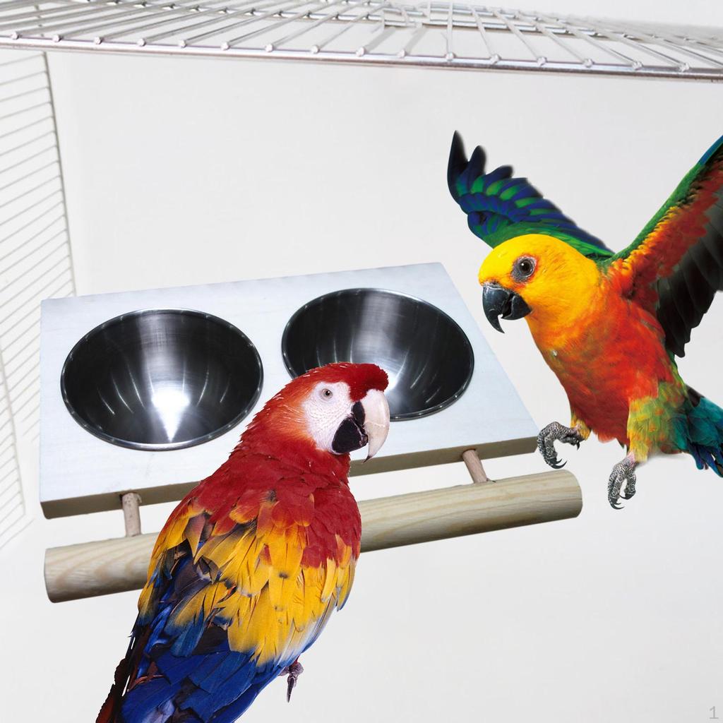 Bird Feeding Bowl, Sturdy Stainless Steel Parrot Removable, for Budgies