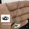 Custom Logo Picture Pendant Necklace For Women Girl Stainless Steel Birthday Gift Children's Drawing Photo Personalized Jewelry