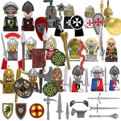 MOC Castello Medievale Cavaliere Drago Verde Figure Blocchi da Costruzione Soldato Romano Antico Arma Scudo Cavallo da Guerra Giocattoli per Bambini Regalo K149