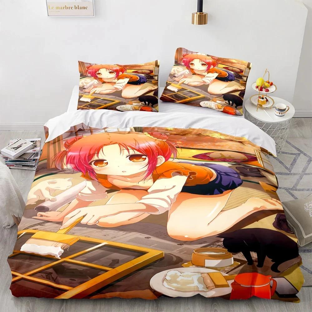 Anime Kawaii Sexy Girl Bedding Set,Duvet Cover Comforter Bed Set Quilt Cover Pillowcase,King Queen Twin Size Boys Girls Adults