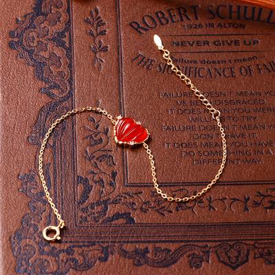 Dunli Jewelry Japanischer und koreanischer Schmuck, S925-Silber, natürlicher Achat, personalisiertes Retro-Handschmuck-Armband in Herzform für Damen