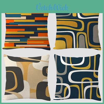 Geometric Linen Pillow Cover For Living Room Sofa Decor With Vintage Design