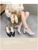 2024 Spring Korean-Style Women's Thick Heel Pointed Toe Buckle Sandals