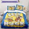 Flintstones 3pcs Bedding Set Duvet Cover Closure Includes 1 Duvet Cover & 2 Pillowcases for All Seasons Bedroom Home Dorm Decor