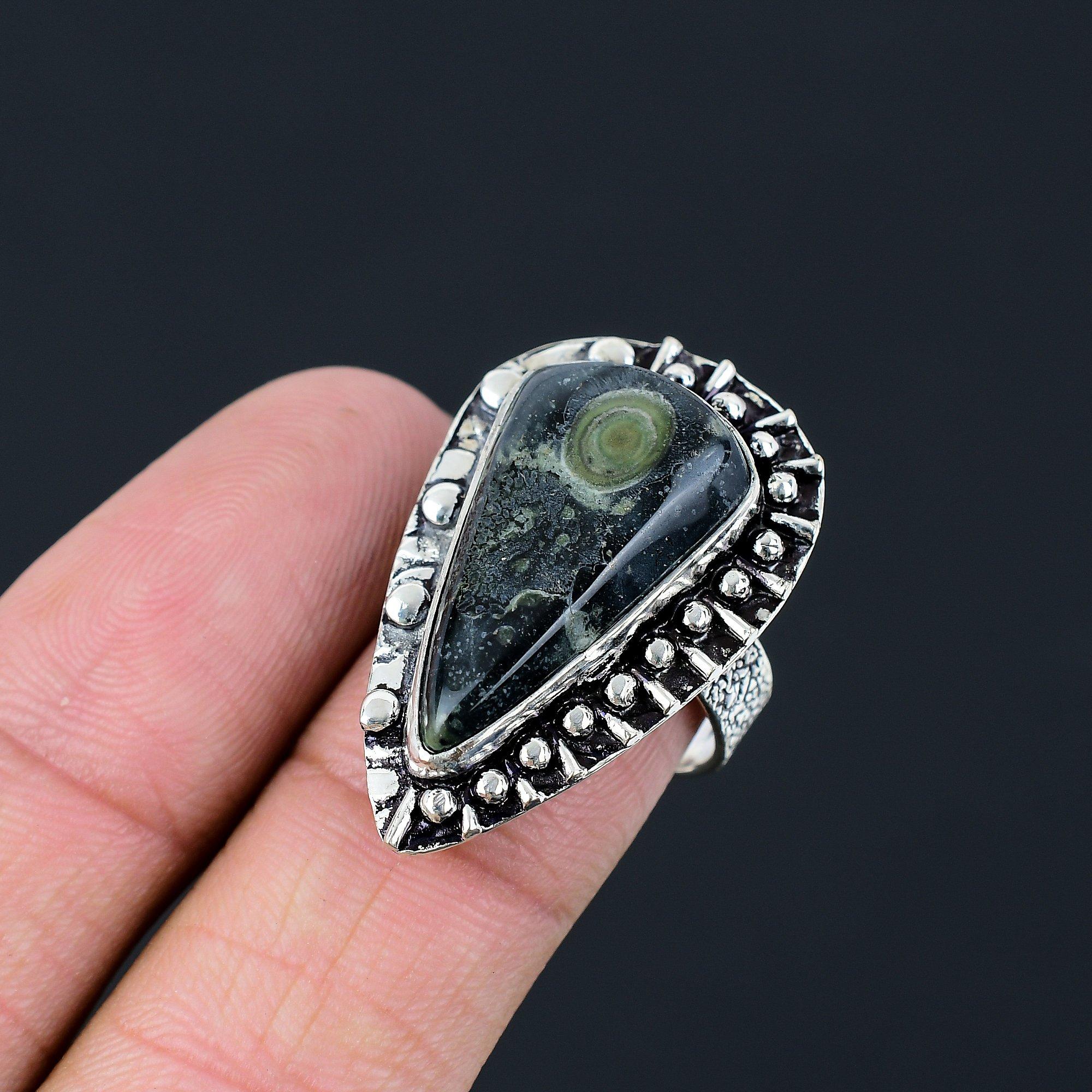 925 Sterling Silver Kambaba Jasper Stone Mother Statement Ring Jewelry Size 8 8