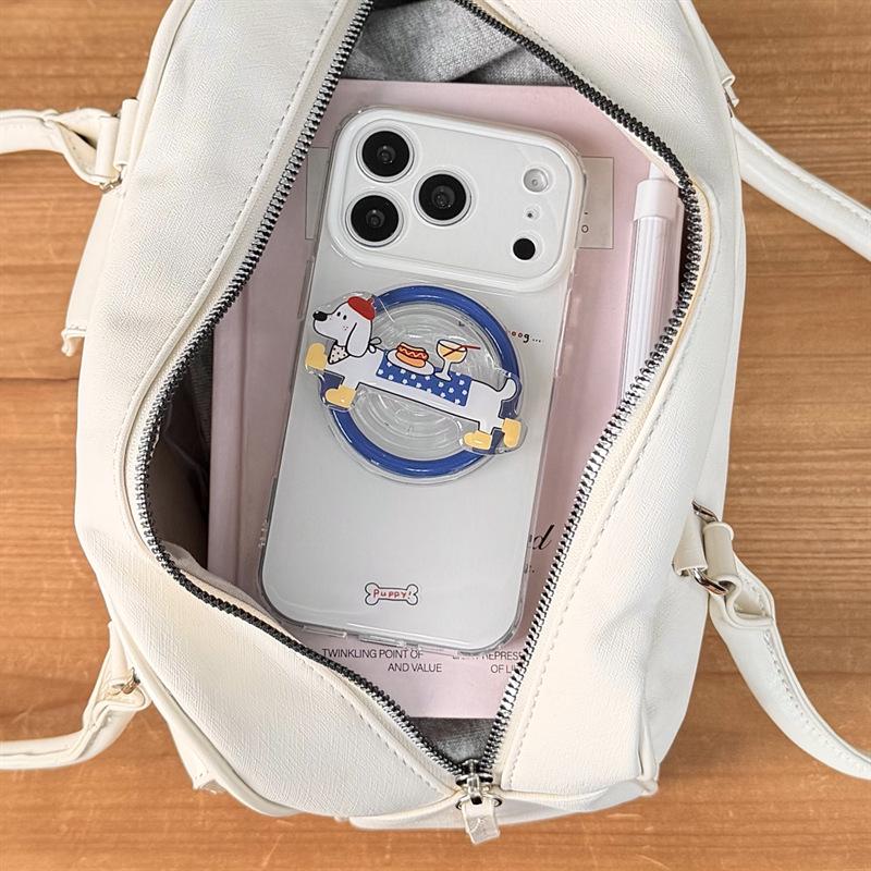 Adorable Sausage Dog Magnetic Stand for iPhone 17/16 Pro Max/15 Pro - Premium Feel Case