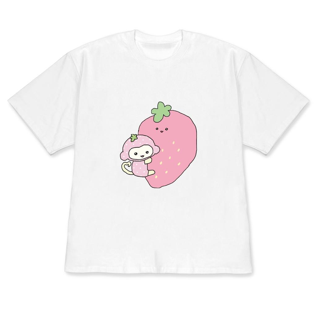 Cute Short Sleeve Tshirt Monkey Hugging Banana Graphic Black Crew Neck Tee with Kawaii Animal Youthful Casual Streetwear Top