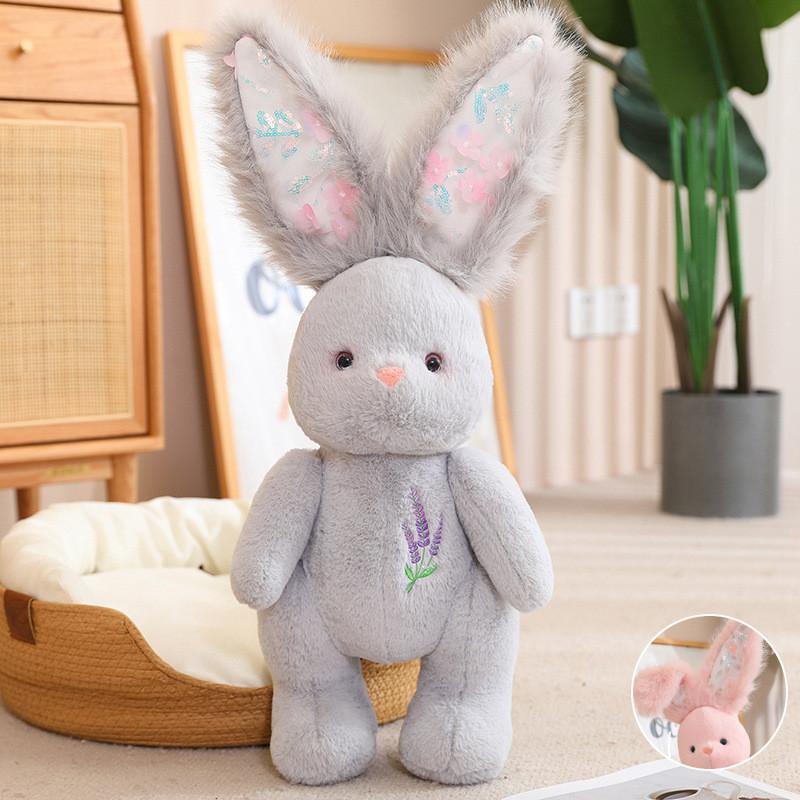Adorable 60cm Grey Pink And White Rabbit Plush Toy Pillow For Girls Cozy Bedtime Companion
