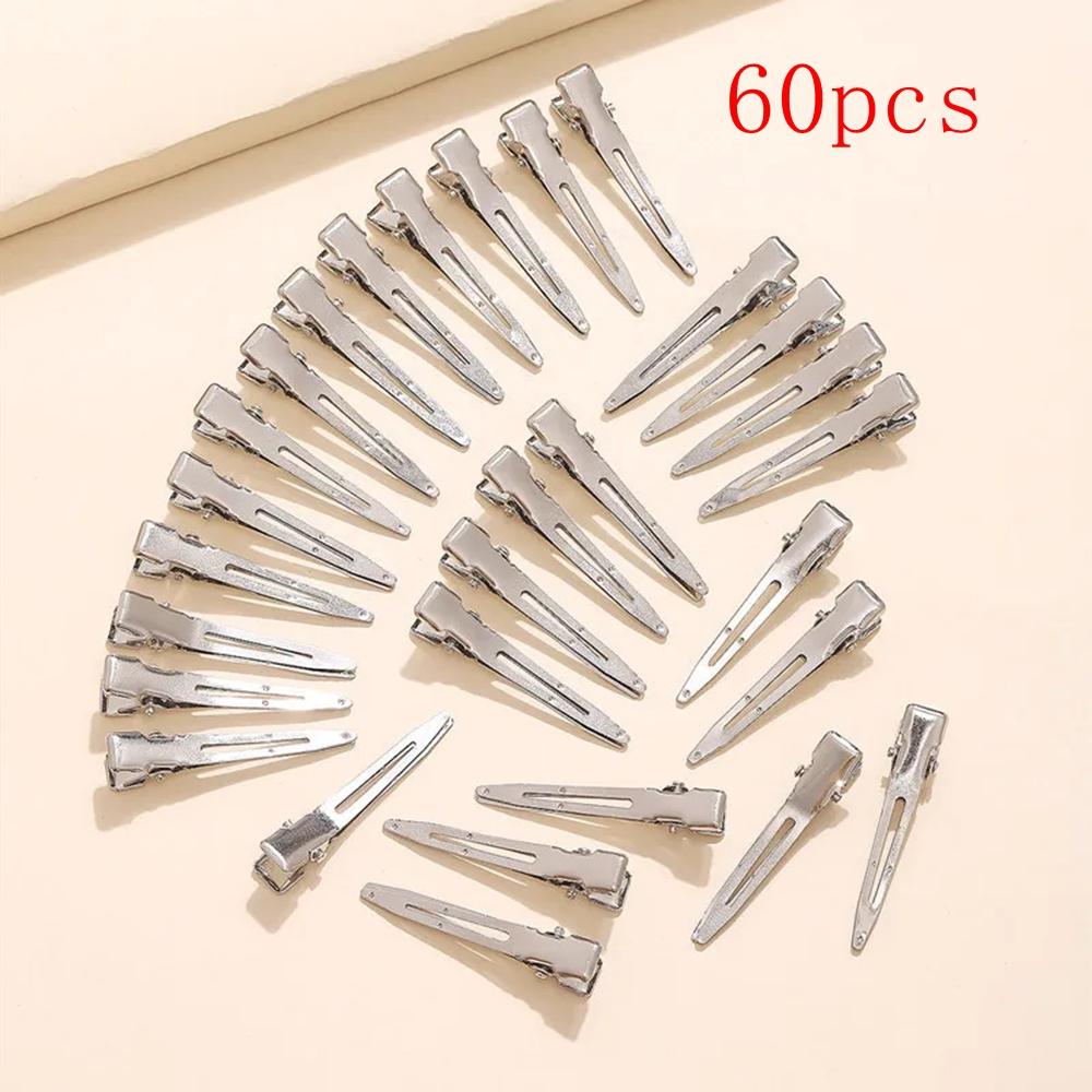 20-60pcs Women's Metallic Silver Fashion Hair Clip For Daily Wear Street Fixed Hair Pin Professional Ladies Salon Curl Hairclip