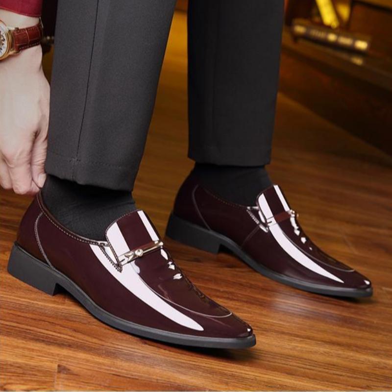 Pánské formální boty z lakované kůže, ležérní společenské boty pro podnikání, pánské boty s lesklým svrškem, jarní podzimní, levný výprodej, ne nový styl
