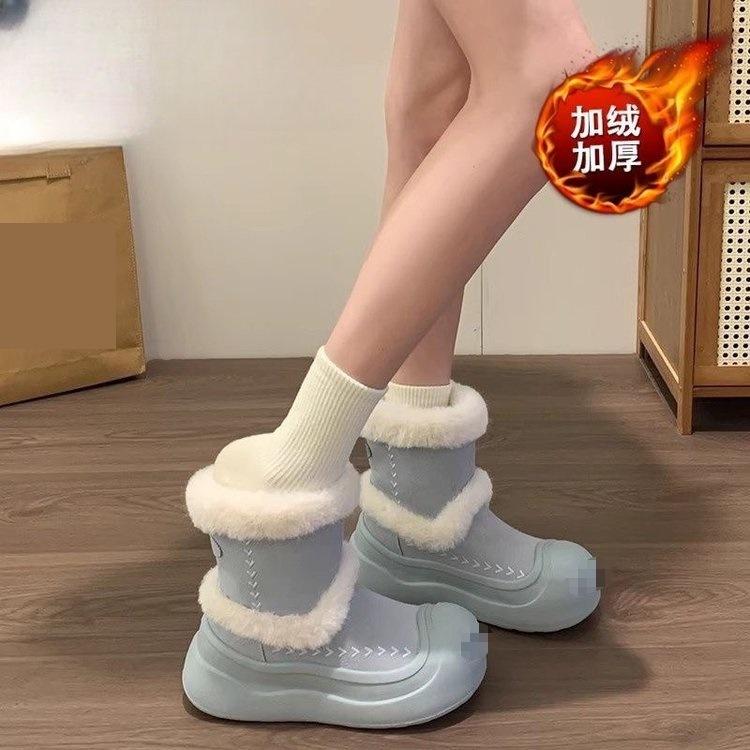 

Thick-soled snow boots winter new velvet thickened warm waterproof non-slip cotton shoes cotton boots 35