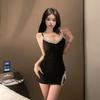 Ice and Snow Silk Suspender Pajamas Skirt Women's Summer Belt Chest Pad Pure Desire Silk Satin Pajamas Lace Backless Loungewear