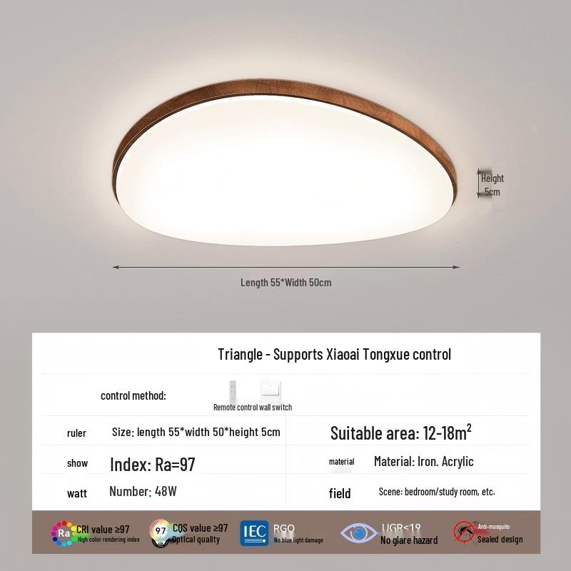 Full Spectrum Eye Protection Japanese-Style Wood Grain Ceiling Lamp for Living Room & Bedroom