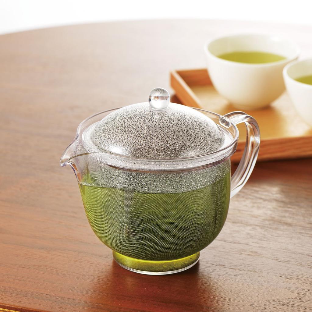 Akebono Sangyo Lett og Uknuselig Tekanne, 480ml, Tritan Resin, Klar Tekanne med Rustfritt Stålnett, Stor, Laget i Japan, TW-3722