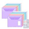 6/12pcs 11-Hole A4 Binder Pockets | Transparent Colorful PP File Bags & Label Pocket - Document Organizer for School Office Home