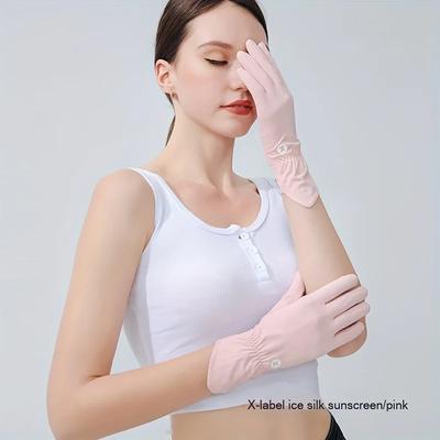 Sunscreen Gloves for Women, Ice Silk, Summer UV Protection, Outdoor Thin Design, Cycling, Driving, Anti Slip