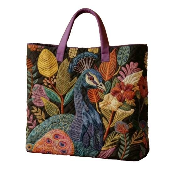 Retro Canvas Handbag Floral Women Purse Cute Animal Designs Tote Bag 14-Inch Laptop Compatible Commuter Tote for Shopping Weekend Outings