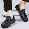 Crocodile Pattern Men Loafers Business Style Moccasins Genuine Leather Slip On Footwear Party Mens Boat Flats Tassel Walk Shoes