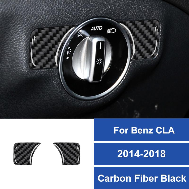 Real Carbon Fiber For Mercedes Benz CLA 2014-2018 Car Headlight Adjustment Button Decoration Sticker Car Interior Accessories