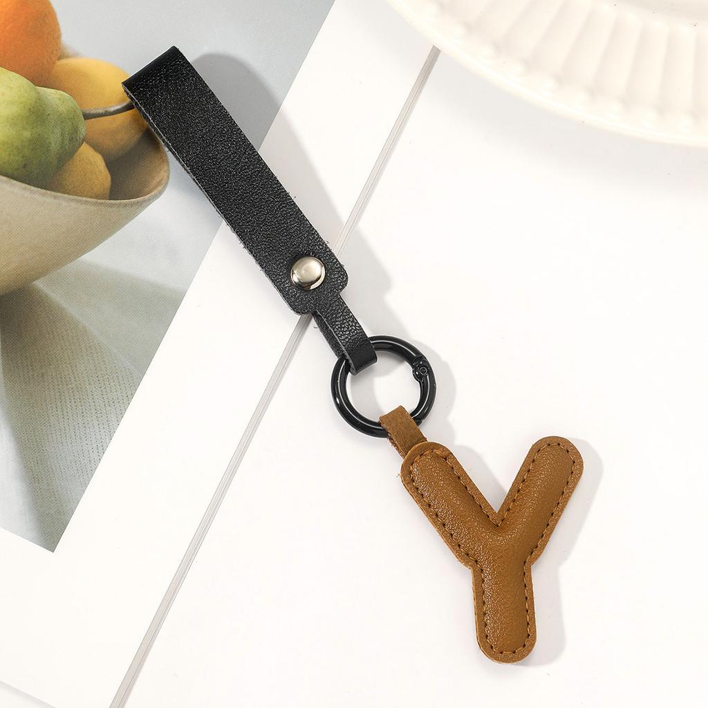 Fashion Leather 26 Letter Keychain Pendant