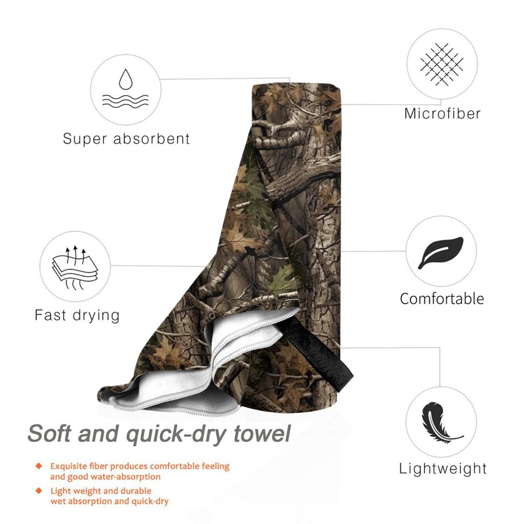 Real Tree Forest Camo Camouflage Pattern Beach Towel Soft Microfiber Quick Dry Absorbent Quick Towels For Pool