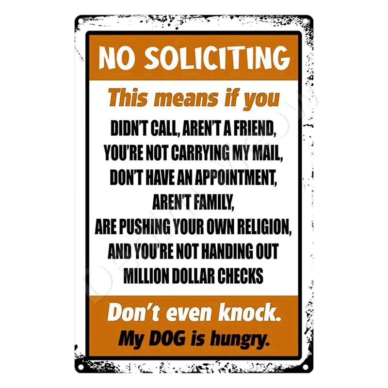 No Soliciting Funny Metal Sign for House Office Shop Decor Please Do Not Knock Or Ring Doorbell Warning Sign Halloween Decor