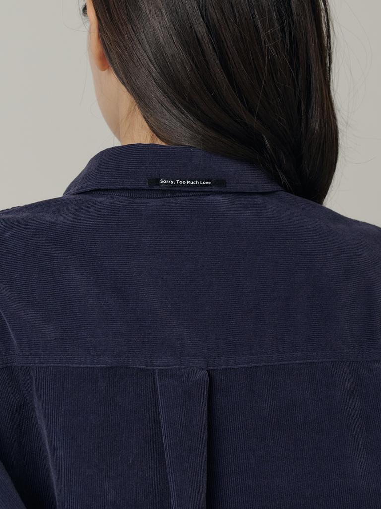 SORRY, TOO MUCH LOVE Monkey Lady Workwear Corduroy Shirts_Navy