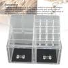 Clear Vanity Makeup Organizer Stackable Cosmetic Storage Display Case with 2pcs Drawers and Tray For Makeup Brushes