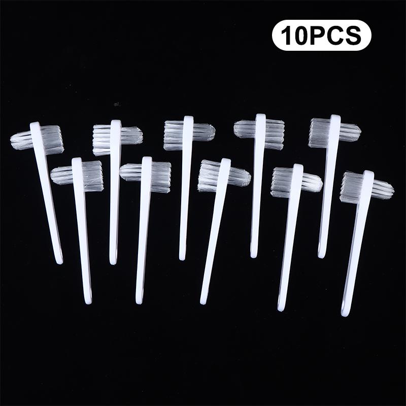 10Pcs Double-Sided Denture Toothbrush Cleaning Brush for Invisible Braces Retainer Oral Care Descaling Brush for Men & Women