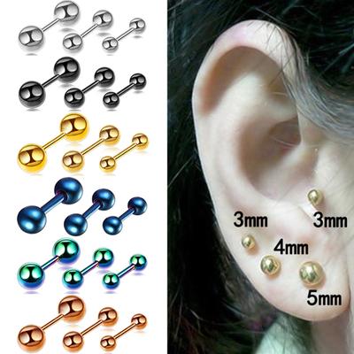 Moda Unghie Labbra Corpo Gioielli Orecchini a perno Unisex Acciaio al titanio 1 paio Piccolo piercing a sfera Piccoli orecchini Viti Medico Orecchio Osso