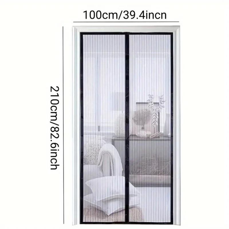 1 Set Magnetic Door Curtain Self Sealing Heavy Duty Hands Free Mesh Partition Keeps Bugs Out Pet And Kid Friendly