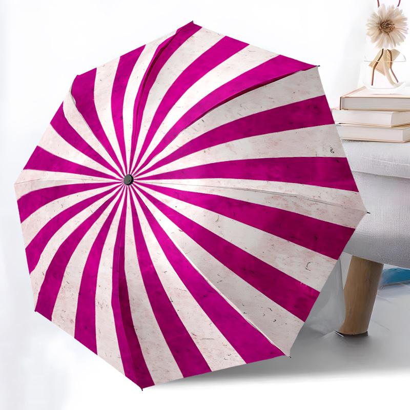 1pc Sunburst Pattern Automatic Folding Umbrella - 8-Rib Compact Travel Umbrella Durable & Portable for Outdoor Use, Perfect Gift for Birthdays018