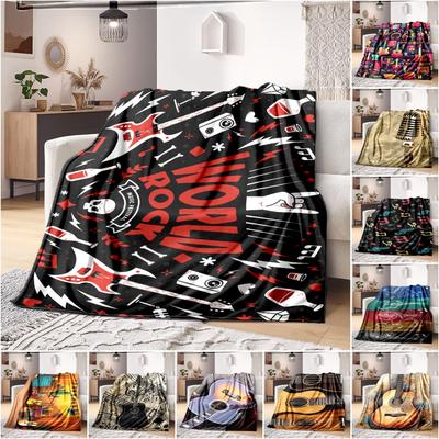 1PC Musical Elements Printed Blanket, All Season Lightweight Home Office Outdoor Nap Multifunctional Blanket A8