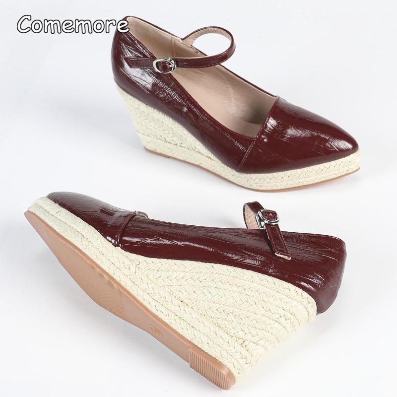 Pointed Toe Chunky Heel Platform Sandals Women's Buckle Strap Wedges Thick-sole Casual Pumps Shoes Size 35-42 Zapatos De Mujer