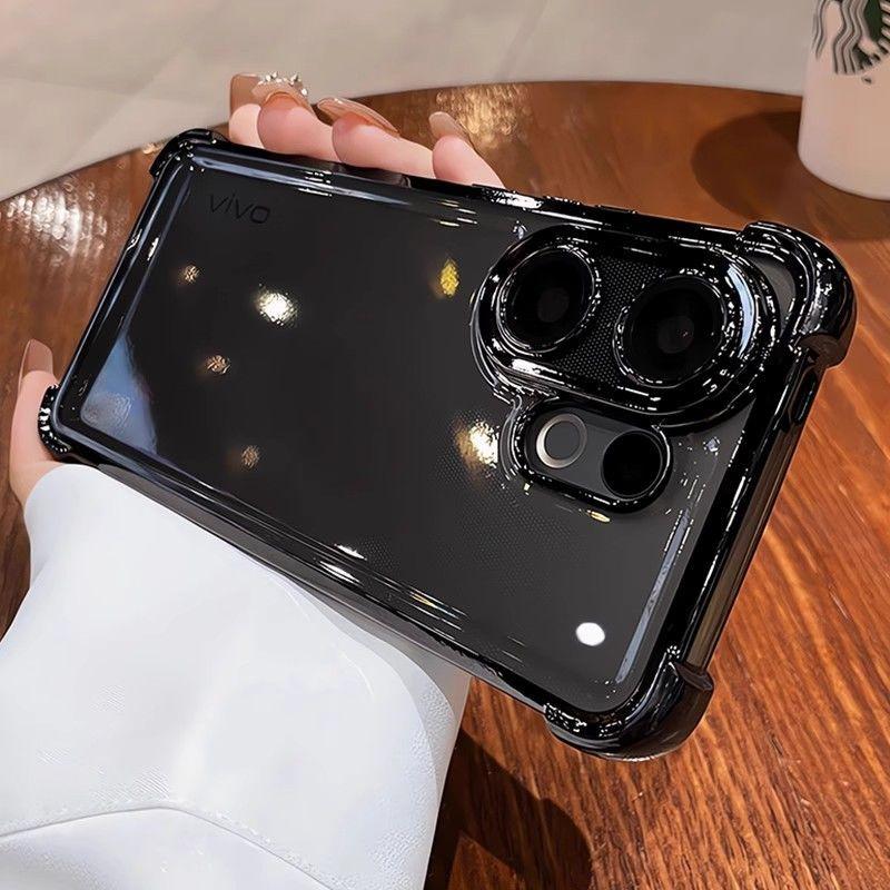 For VIVO V60 Case Fashion Transparent Electroplating 360° Rotating Stand TPUS Skin-friendly Anti-drop Cover For VIVO S30 Funda