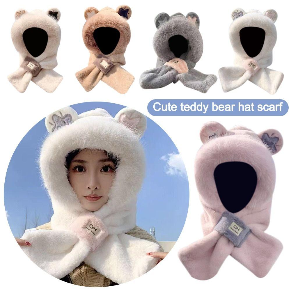 Windproof Integrated Cap Scarf Warm Neck Warmer Cute Ear Protection Cap  Outdoor