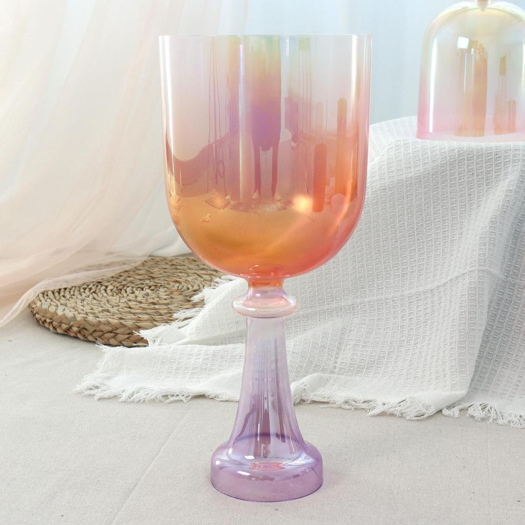 Orange-Purple Gradient Holy Grail Crystal Singing Bowl: Healing Music Instrument for Yoga and White Noise Therapy.