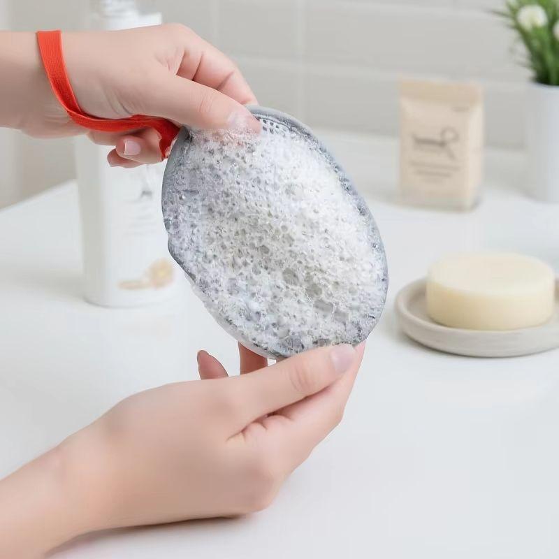 1 PCS Double-Sided Square/Oval Soap Bag Bath Cleansing Foaming Net Body Exfoliating Scrubber Sponges Bathroom Mesh Soap Pocket